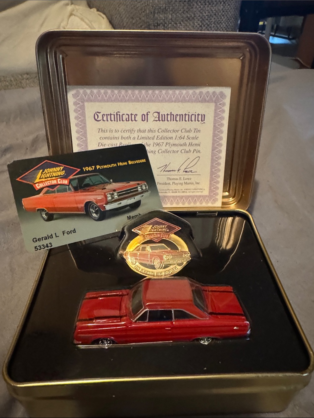 Johnny Lightning Red 1967 Plymouth Hemi Belvedere Collector Tin Set
